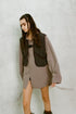 SPIRAL BUTTON SHIRT -GRAYISH BROWN-